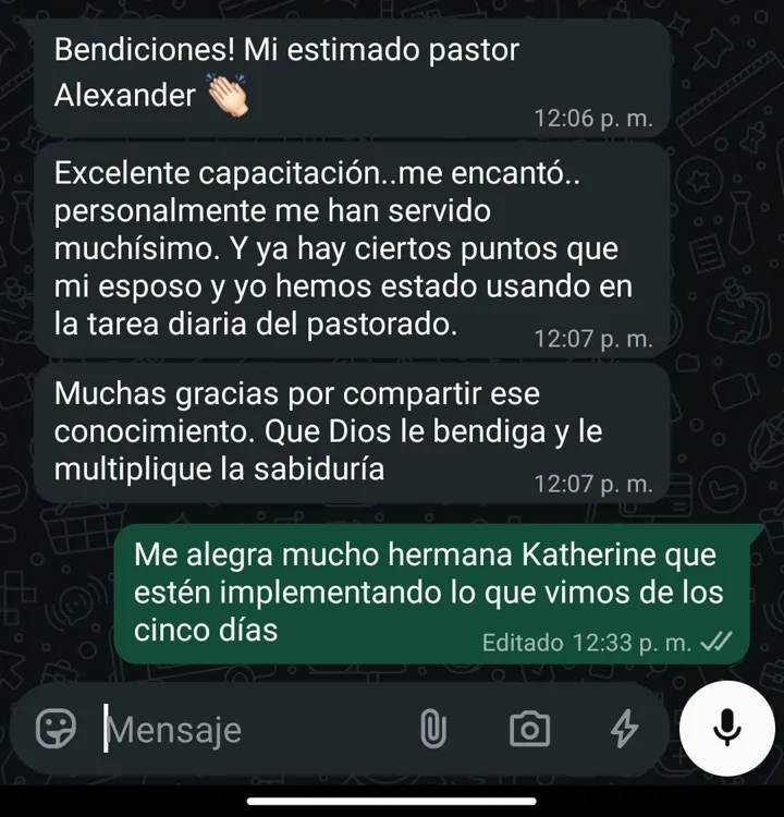 Mensaje de WhatsApp de Katherine Alejandra