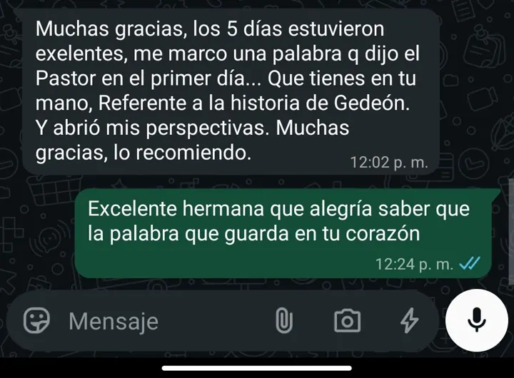 Mensaje de WhatsApp de Zurisadai Gonzáles Calixto