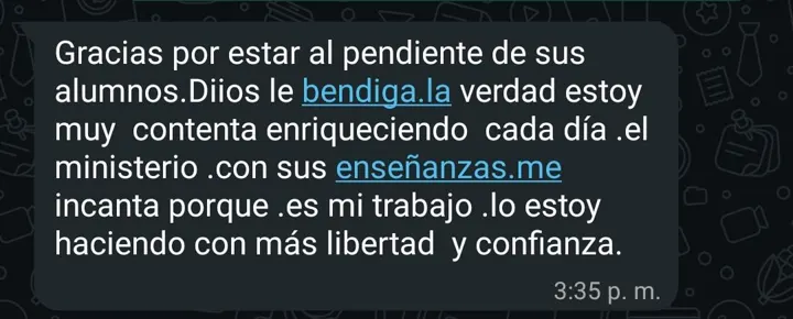 Mensaje de WhatsApp de Senovia Del Cristo